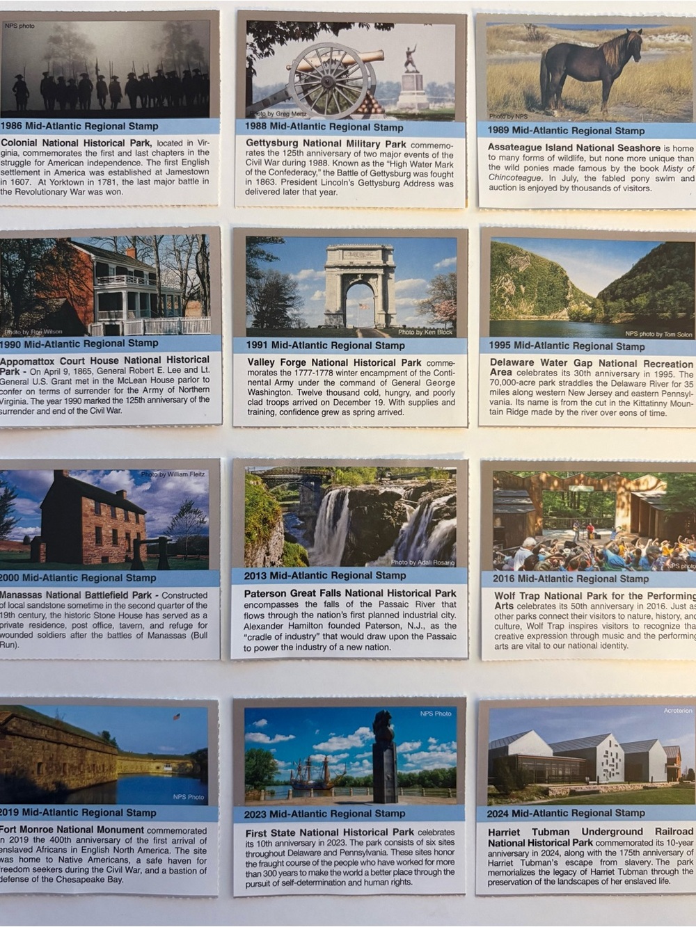 Passport To Your National Parks Mid-Atlantic Regional Stamp Lot 12 Stickers